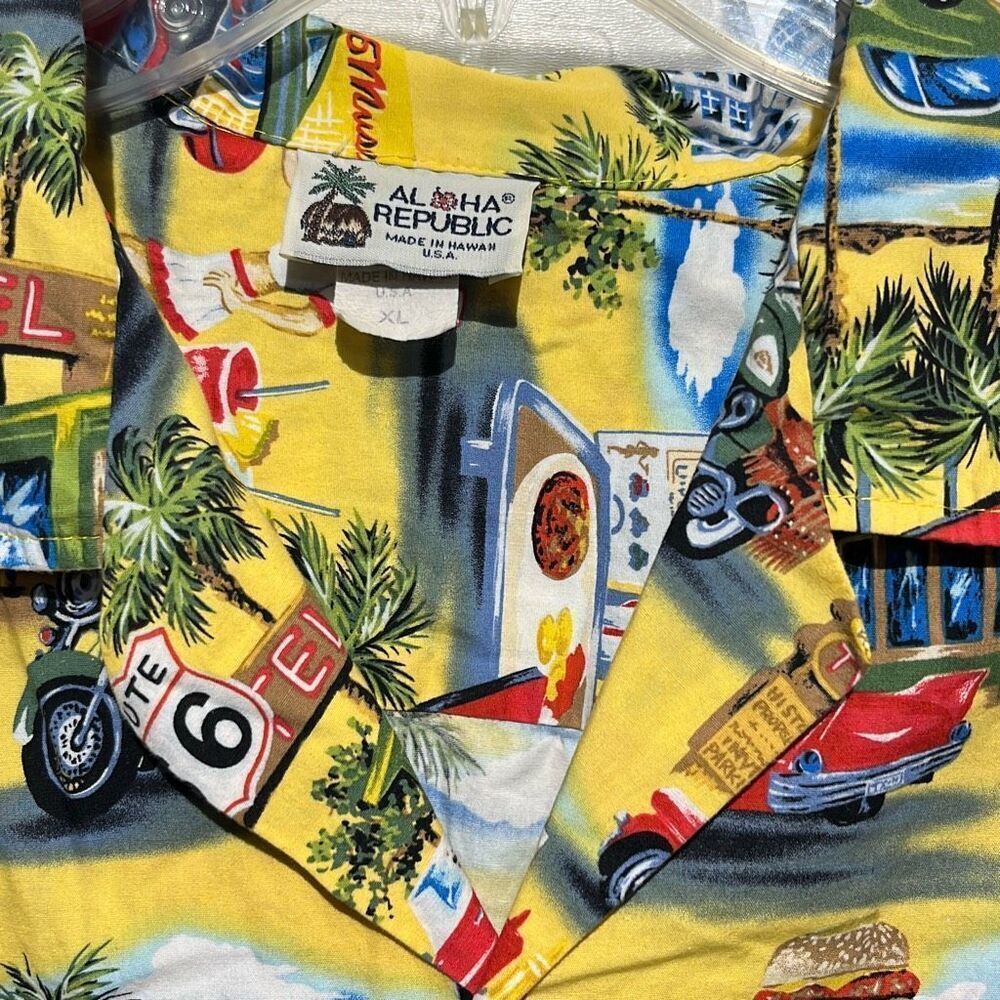 Aloha Republic Men's Multicolor Route 66 Memories Button Up Shirt Size XL - Picture 3 of 10